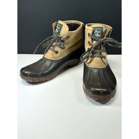 GH BASS Duck Boots Womens 9M Tan Chocolate 71-22313 - Picture 2 of 16